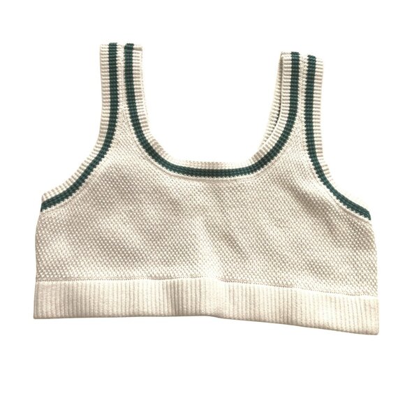 ALO Yoga Tennis Club Sweater Knit Bra in White Spruce Green